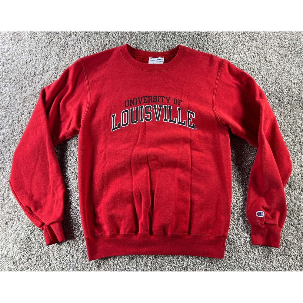 Vintage Champion University of Louisville Sweatshirt Mens Small Red